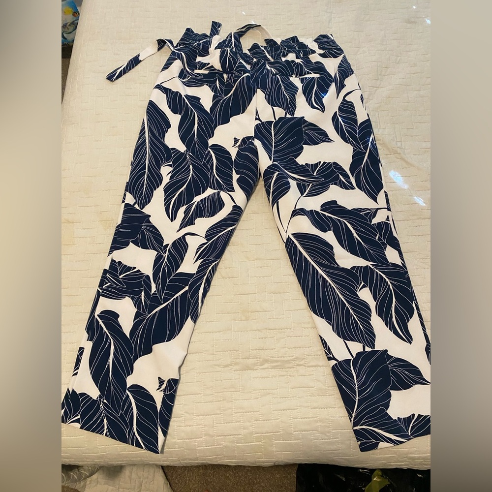 Blue and white dress pants